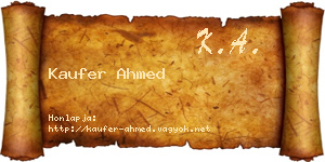 Kaufer Ahmed névjegykártya